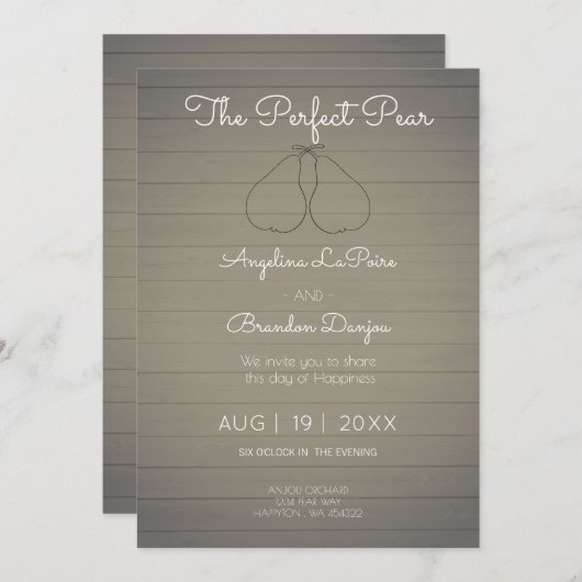 Invitation Perfect Pear - Mariage à thème Orchard (Devant / Derrière)