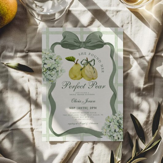 Invitation Perfect Pear Pair Sage Green Bridal Shower