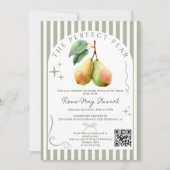 Invitation Perfect Pear Rétro Vieux argent Pair Qr Fête des m (Devant)