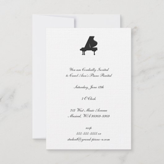 Invitation Performance musicale monochrome classique (Devant)