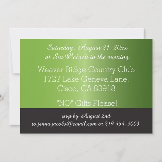 Invitation Peridot élégant et fête d'anniversaire noire (Dos)