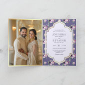 Invitation Périwinkkle motif floral QR Code Mariage indien (Intérieur)