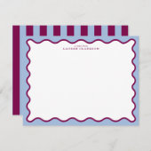 Invitation Periwinkle Blue & Berry Plum Wavy Note Card (Devant / Derrière)