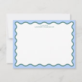 Invitation Periwinkle Blue & Deep Teal Wavy Note Card (Devant)