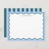 Invitation Periwinkle Blue & Deep Teal Wavy Note Card (Devant / Derrière)