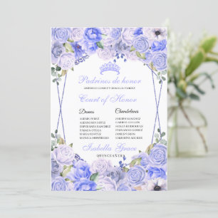 Invitation Periwinkle Blue Floral Quinceanera Cour d'honneur