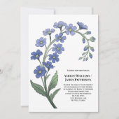 Invitation Périwinkle Blue Floral Styliszed Flowers Mariage (Devant)
