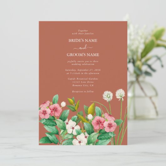 Invitation Périwinkle Burnt Orange Terracotta Mariage (Debout devant)