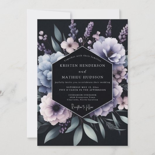 Invitation Periwinkle Chiaroscuro Bloom Wedding (Devant)