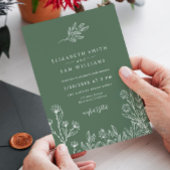 Invitation Periwinkle Emerald Green Boho Mariage moderne
