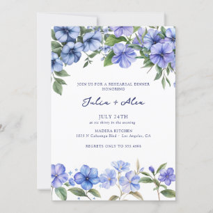 Invitation Périwinkle floral Dîner de répétition élégant
