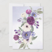 Invitation Périwinkle Fuchsia Blush Aquarelle Floral Mariage (Dos)