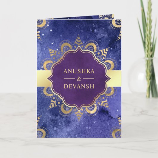 Invitation Periwinkle Galaxy Mandala QR Code Mariage indien (Devant)
