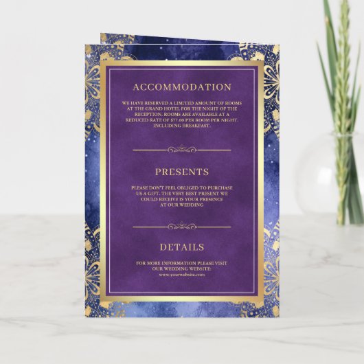 Invitation Periwinkle Galaxy Mandala QR Code Mariage indien (Dos)
