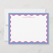 Invitation periwinkle & Hot Pink Wavy Border Note Card (Devant)