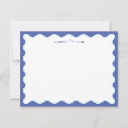 Invitation Periwinkle & Icy Blue Wavy Border Note Card (Devant)