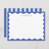 Invitation Periwinkle & Icy Blue Wavy Border Note Card (Devant / Derrière)