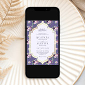Invitation Périwinkle or violet Floral Mariage musulman