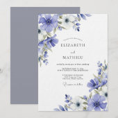 Invitation Periwinkle Painterly Flora Wedding (Devant / Derrière)