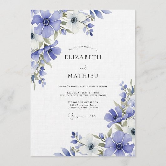 Invitation Periwinkle Painterly Flora Wedding (Devant)