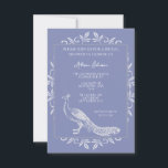 Invitation Périwinkle Peacock Fête des mariées florissante<br><div class="desc">Créez un invitation unique tout seul avec une invitation à la douche nuptiale Periwinkle Peacock Flourish. Le design de l'invitation présente un élégant paon orné de fleurs. Personnalisez avec le nom de la mariée avec les détails de la douche de la mariée. Papier à lettres mariage supplémentaire disponible avec cette...</div>