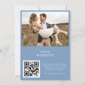 Invitation Périwinkle photo bleu tout en un Mariage de code Q (Dos)