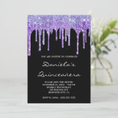 Invitation Périwinkle Purple Parties scintillant Drives Black (Debout devant)