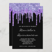 Invitation Périwinkle Purple Parties scintillant Drives Black (Devant / Derrière)