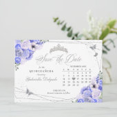 Invitation Periwinkle & Silver Quinceañera Enregistrer La Dat (Debout devant)