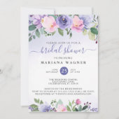Invitation Périwinkle violet rose Fête des mariées florale In (Devant)