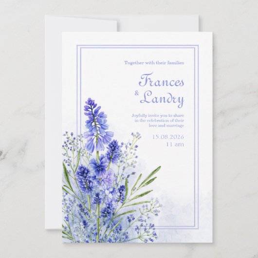 Invitation Periwinkle Watercolor Botanical Muscari Frame (Devant)