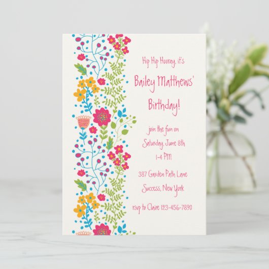 Invitation Perky Floral Border (Debout devant)