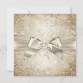 Invitation Perle Arc Beige Crème Or Flocon de Neige Fête (Dos)