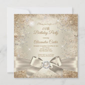 Invitation Perle Arc Beige Crème Or Flocon de Neige Fête (Devant)