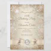 Invitation Perle Arc Crème Beige Or Flocon de Neige Anniversa (Devant)