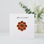 Invitation Perle blanche avec pierres précieuses rubis rouge  (Debout devant)