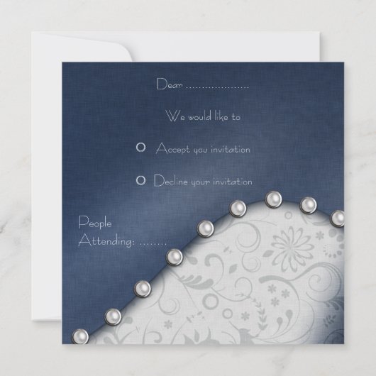 Invitation Perle carrée RSVP (Dos)