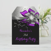 Invitation Perle d'Anniversaire de Bow Black violet (Debout devant)