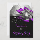 Invitation Perle d'Anniversaire de Bow Black violet (Devant)