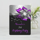 Invitation Perle d'Anniversaire de Bow Black violet (Debout devant)