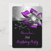 Invitation Perle d'Anniversaire de Bow Black violet (Devant)