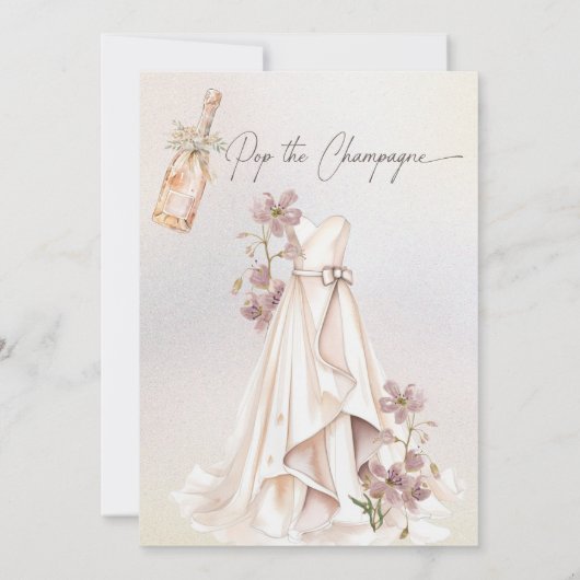 Invitation perle d'aquarelle robe blanche fleurs douche nupti (Dos)