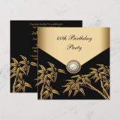 Invitation Perle de bambou doré Fête asiatique des 40 ans (Devant / Derrière)