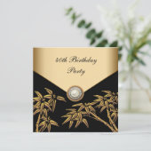 Invitation Perle de bambou doré Fête asiatique des 40 ans (Debout devant)