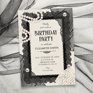 Invitation Perle de dentelle élégante classique vintage pour