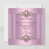 Invitation Perle de fête d'anniversaire rose (Dos)