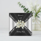 Invitation Perle de Léopard Argent Noir Bijou Fête d'Annivers (Debout devant)