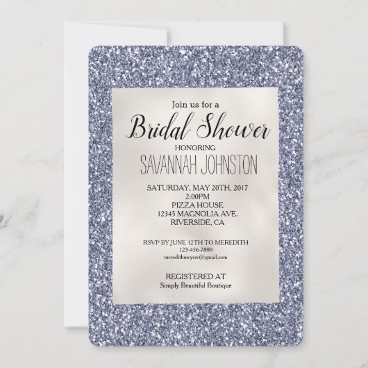 Invitation Perle de Parties scintillant violet de luxe blanc (Devant)