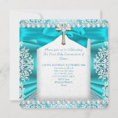 Invitation Perle de Téal Blanc Première Sainte Communion Fill (Dos)