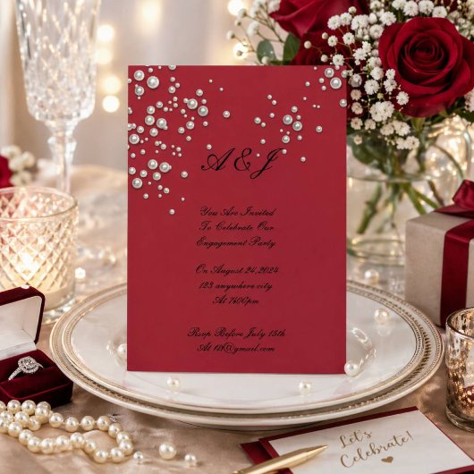 Invitation perle d'invitation rouge cramoisi